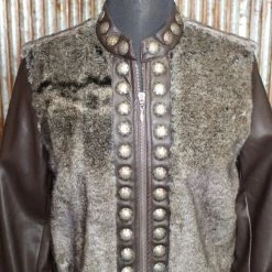 Double D Ranch Wear Leather & Faux Fur Jacket