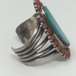 Mike Platero Turquoise & Red Coral Cuff Jewelry
