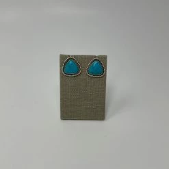 L&V MTZ Native Design Jewelry Kingman Turquoise & Sterling Silver Earrings