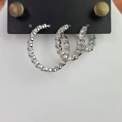 The Sparkling Spur Large Round CZ Diamond Hoop Earrings