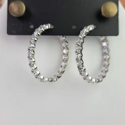 The Sparkling Spur Large Oval CZ Diamond Hoop Earrings