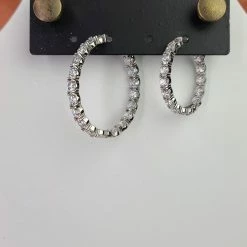 The Sparkling Spur New Arrivals Medium Oval CZ Diamond Hoop Earrings