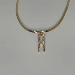 The Sparkling Spur Jewelry Rhinestone Initial On Snake Chain Necklace (Variety)