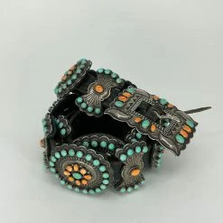 A. CADMAN Green Turquoise & Coral Belt