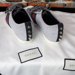 Gucci TIFFIANY'S CLOSET Glitter Web Sneaker With Studs