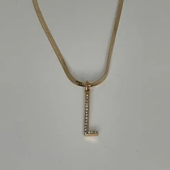 The Sparkling Spur Jewelry Rhinestone Initial On Snake Chain Necklace (Variety)