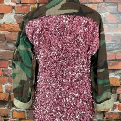 Josie Bruno New Arrivals Sequined Butterfly Camo Jacket