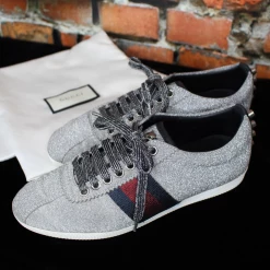 Gucci TIFFIANY'S CLOSET Glitter Web Sneaker With Studs