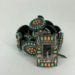 A. CADMAN Green Turquoise & Coral Belt