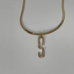 The Sparkling Spur Jewelry Rhinestone Initial On Snake Chain Necklace (Variety)