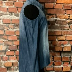 Scandalicious TIFFIANY'S CLOSET Cold-Shoulder Denim Shirt With Rhinestone Buttons