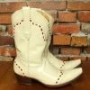 Old Gringo TIFFIANY'S CLOSET Patent Leather Ivory Boots With Red Stitching