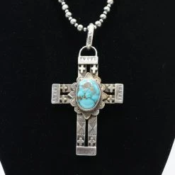 Kathy Sands Cross Pendent With Turquoise Stone 8 Kathy Sands Cross Pendent With Turquoise Stone