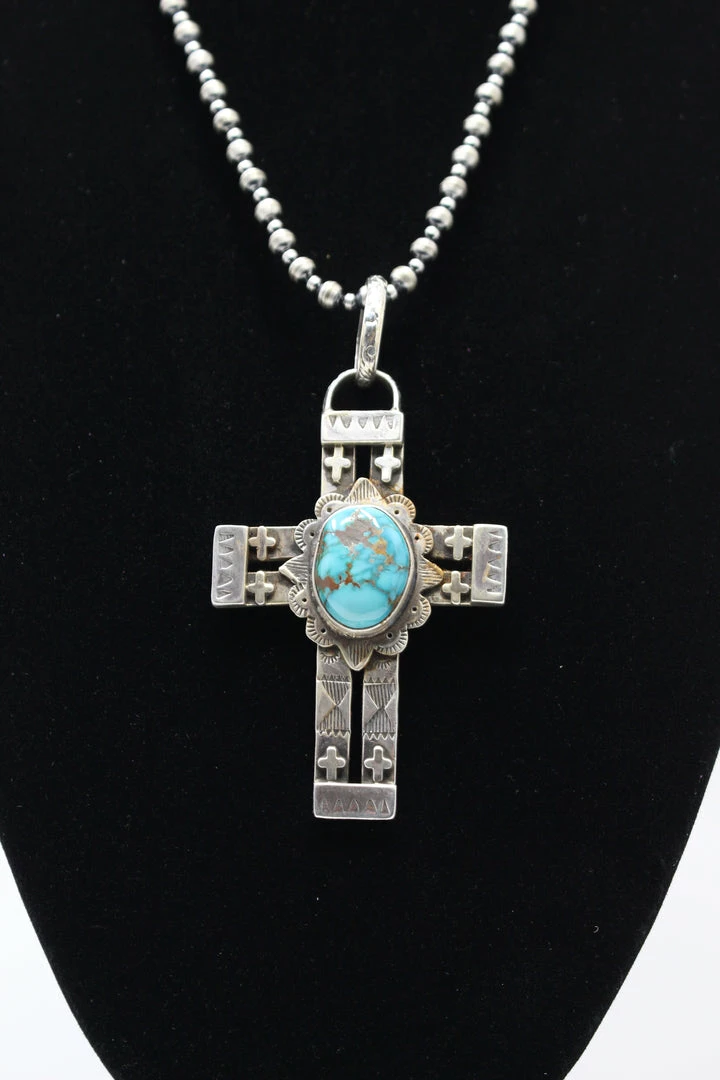 Kathy Sands Cross Pendent With Turquoise Stone 5 Kathy Sands Cross Pendent With Turquoise Stone