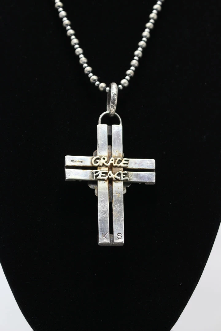 Kathy Sands Cross Pendent With Turquoise Stone 6 Kathy Sands Cross Pendent With Turquoise Stone