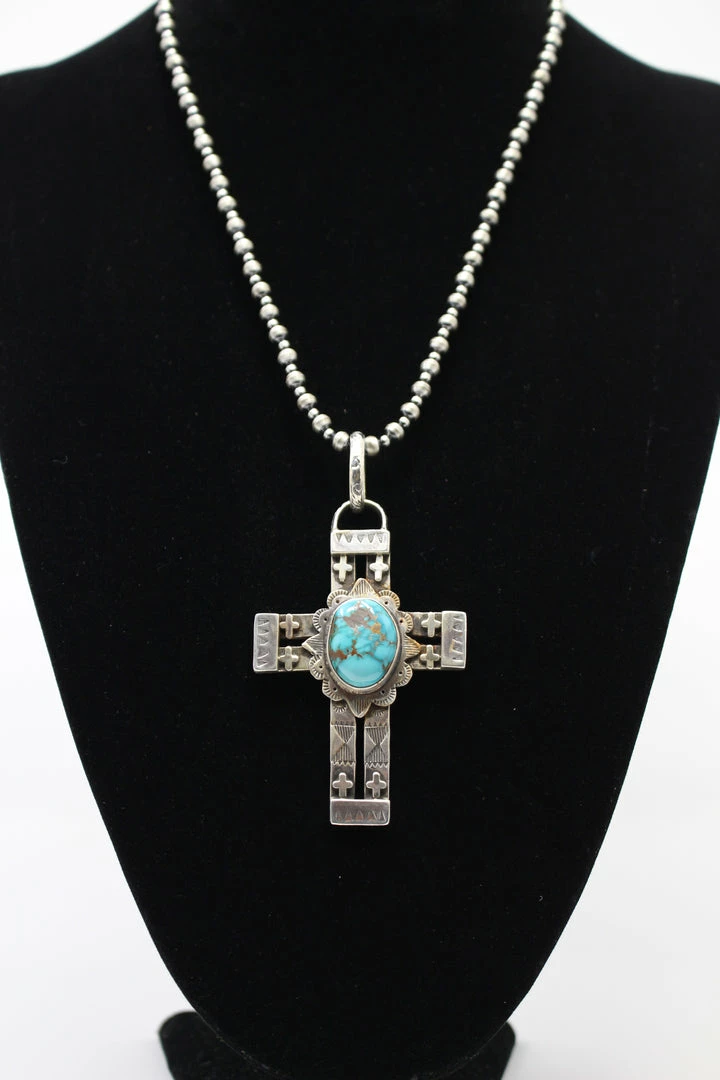 Kathy Sands Cross Pendent With Turquoise Stone 3 Kathy Sands Cross Pendent With Turquoise Stone