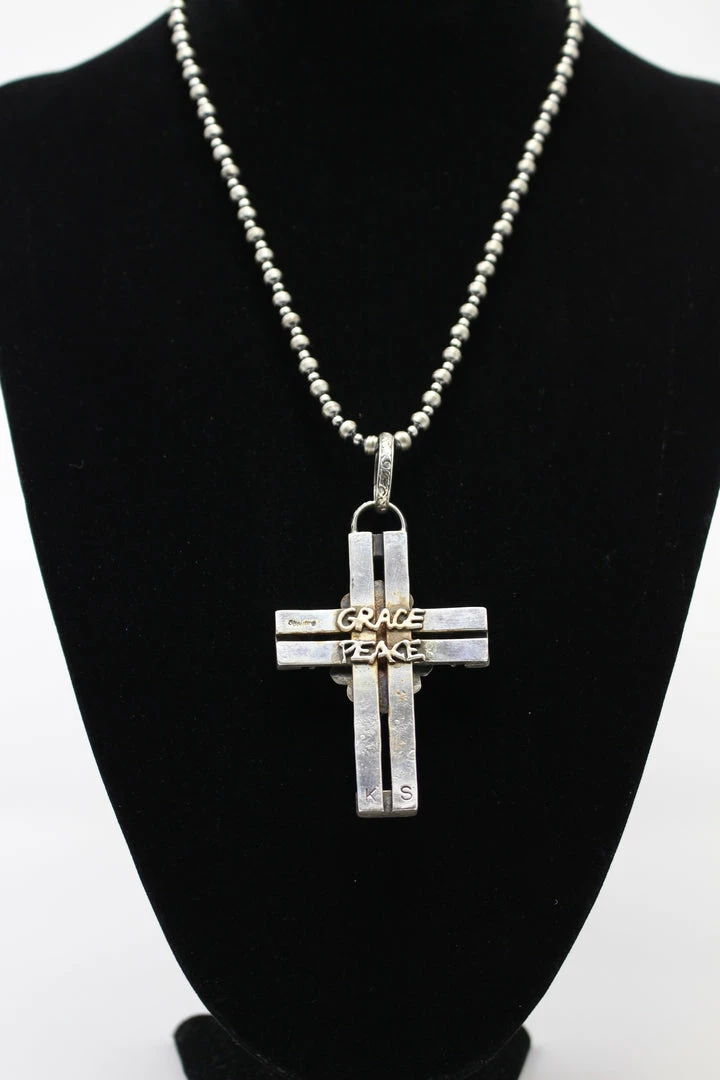 Kathy Sands Cross Pendent With Turquoise Stone 4 Kathy Sands Cross Pendent With Turquoise Stone