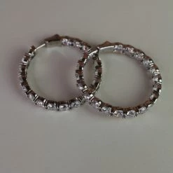 The Sparkling Spur Large Round CZ Diamond Hoop Earrings