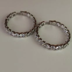 The Sparkling Spur Large Oval CZ Diamond Hoop Earrings