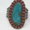 Mike Platero Turquoise & Red Coral Cuff Jewelry 1 Mike Platero Turquoise & Red Coral Cuff Jewelry