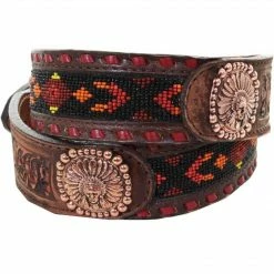 Double J Saddlery Brown Vintage Beaded Belt
