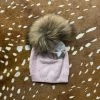 Maniere Sparkle Baby Winter Beanie With Raccoon Snap On Pom