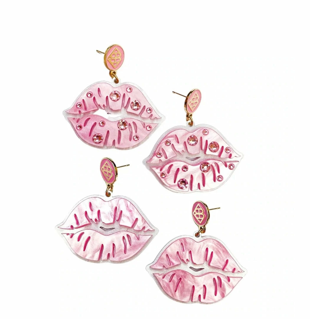 Brianna Cannon Pink Pearl Lips Earrings With Stones Jewelry 3 Brianna Cannon Pink Pearl Lips Earrings With Stones Jewelry