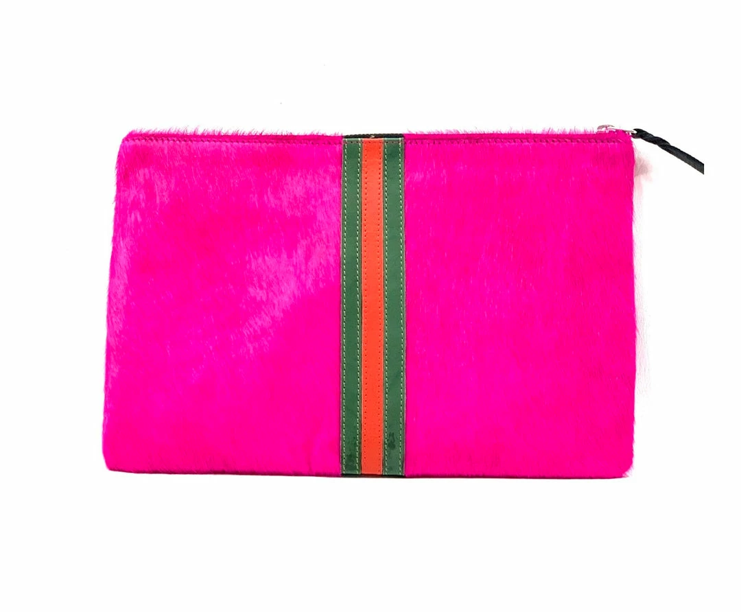 Parker & Hyde New Arrivals Hot Pink Stripe Clutch 3 Parker & Hyde New Arrivals Hot Pink Stripe Clutch
