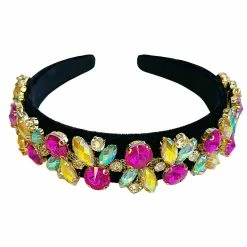 Brianna Cannon Bejeweled Black Velvet Headband Hats/Headbands/Scarves/Gloves