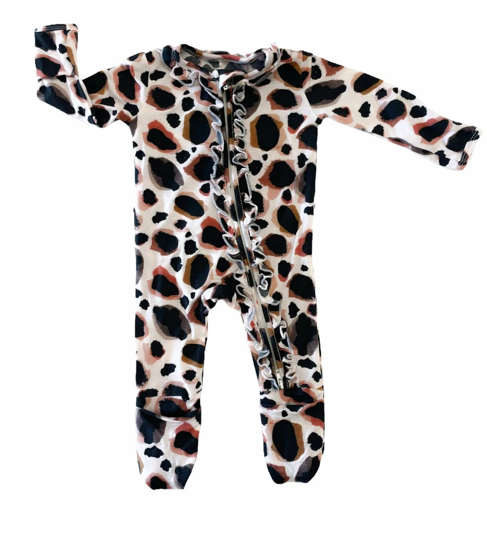The Sparkling Spur Lux Leopard Ruffle Zip Footie Kids Of A King 3 The Sparkling Spur Lux Leopard Ruffle Zip Footie Kids Of A King