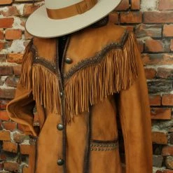 Roja TIFFIANY'S CLOSET Leather Jacket With Fringe & Whip Stitching