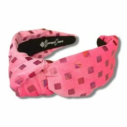 Brianna Cannon New Arrivals Velvet Knotted Headband With Metallic Squares