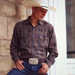 Ryan Michael Men's Shirts Bucking Horse Ombré Plaid