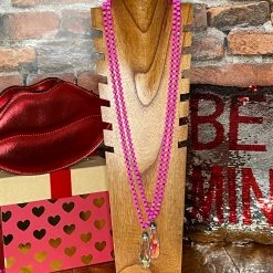 The Sparkling Spur Jewelry AB Crystal Stone W/Fuchsia Cut Beads