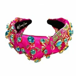 Brianna Cannon Hot Pink Silk Floral Headband With Hand-Sewn Crystals 8 Brianna Cannon Hot Pink Silk Floral Headband With Hand-Sewn Crystals