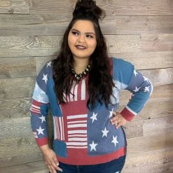 Tasha Polizzi Flag Patch Pullover Tops