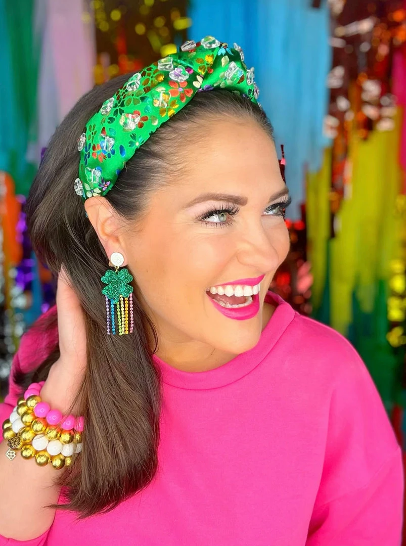 Brianna Cannon Green Silk Rainbow Flower Headband With Crystal Butterflies Hats/Headbands/Scarves/Gloves 3 Brianna Cannon Green Silk Rainbow Flower Headband With Crystal Butterflies Hats/Headbands/Scarves/Gloves