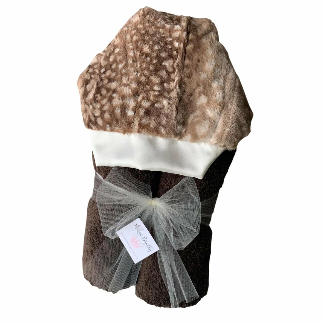 The Sparkling Spur Plush Hooded Bath Towel - Fawn 3 The Sparkling Spur Plush Hooded Bath Towel - Fawn
