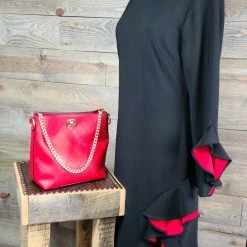 The Sparkling Spur Dresses Black & Red Ruffle Dress