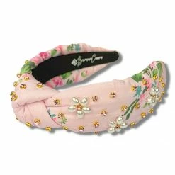 Brianna Cannon Light Pink Floral Headband With Pearl Flowers 7 Brianna Cannon Light Pink Floral Headband With Pearl Flowers
