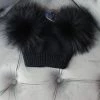 Maniere Double Raccoon Fur Baby Pom Beanie Kid's Hats